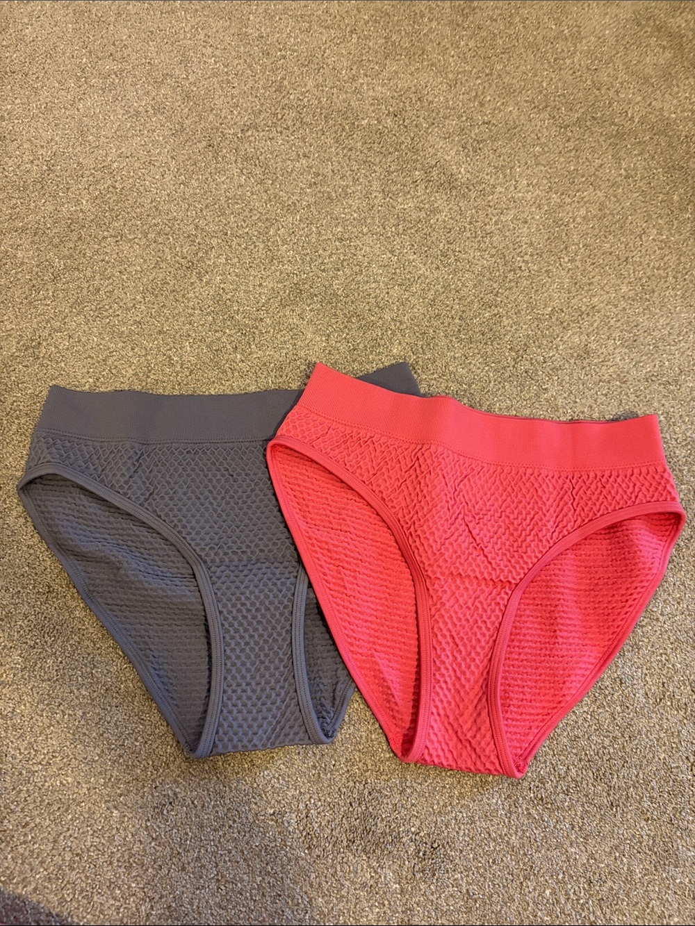 Cupshe Women’s Textured Bikini Bottoms - Gray & Coral Lg